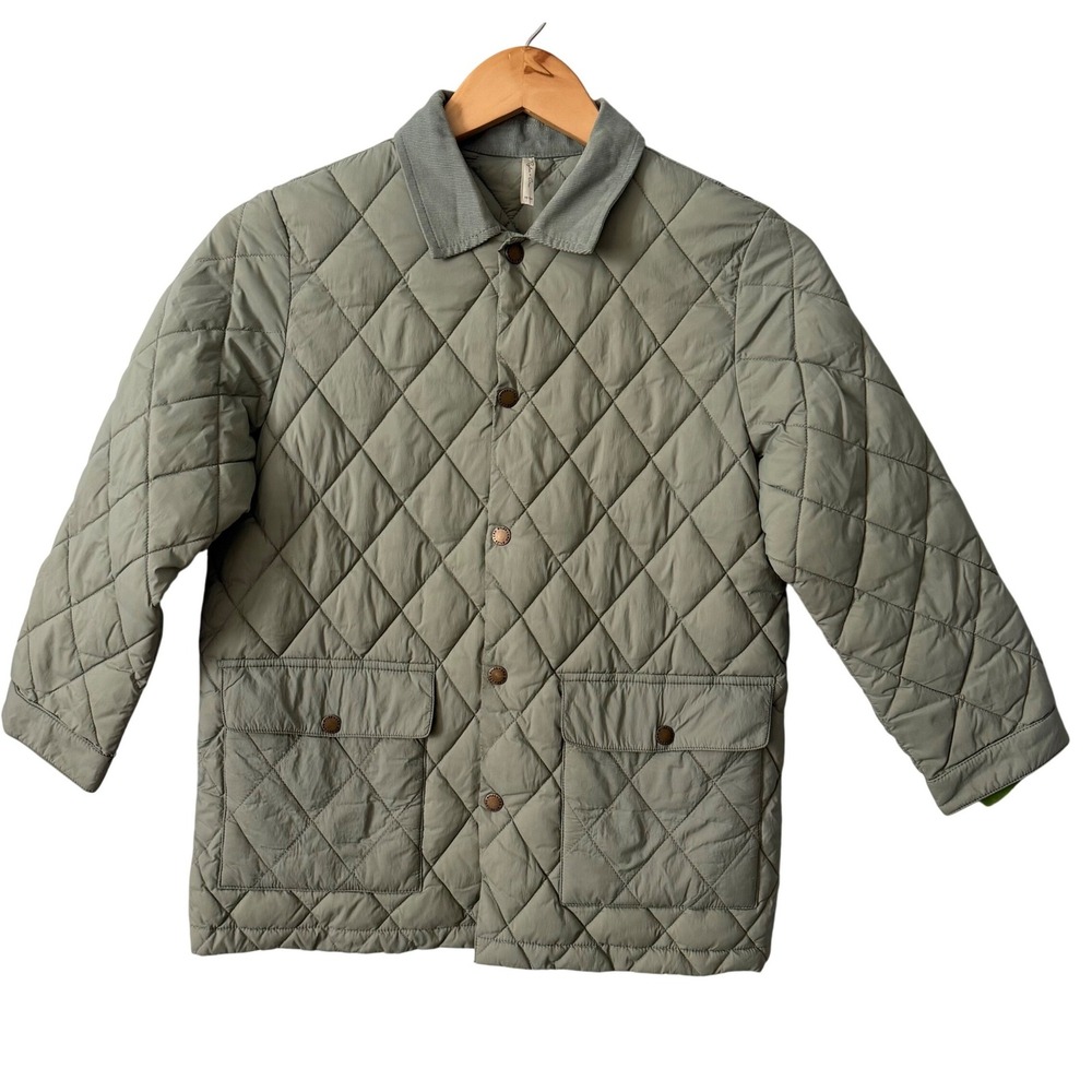 Rylee + Cru Kid Sage Green Quilted Barn Jacket Corduroy Collar 10-12 Lightweight